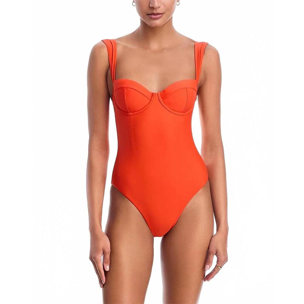 NEW SIMKHAI kyle bustier one piece swimsuit in lobster